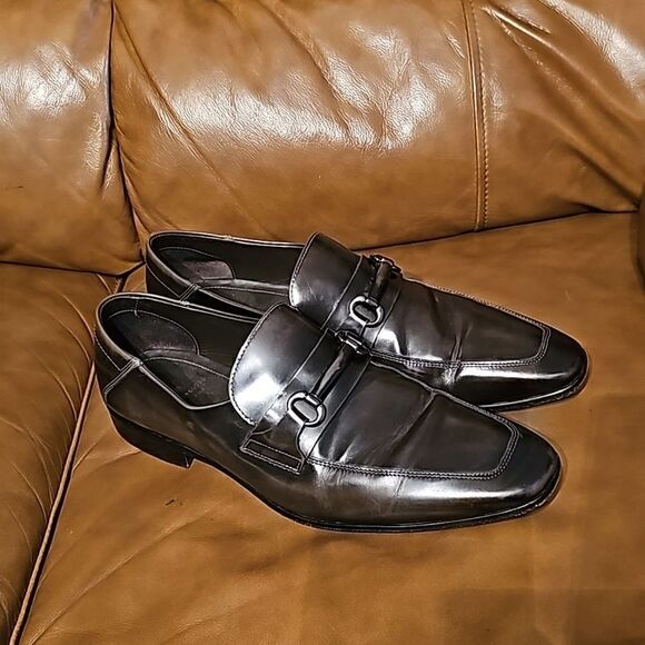 BRUNO MAGLI Smoke Gray Leather Horsebit Loafers - Size 13‎ - Picture 1 of 8